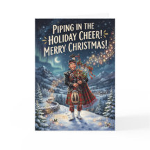 ホリデー・チアをパイプで届ける スコットランドのクリスマスカード