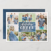 ホリデー チア コラージュ ホリデー フォト カード ネイビー (正面/裏面)