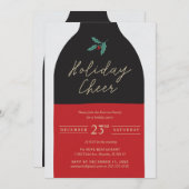 ホリデー チア ワインボトル パーティー 招待状 (正面/裏面)