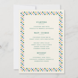 ホリデー チェックボード クリスマス メニュー カード - ティール