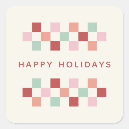 ホリデー チェック柄 封筒シール ステッカー - ベリー (正面)