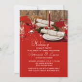ホリデー・テーブルのディナー・パーティーへの招待 招待状 (正面)