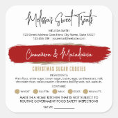 ホリデー バーケミーパッケージング クリスマス レッド＆ゴールド フード スクエアシール (正面)