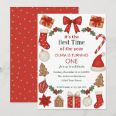 ホリデー バースデー インビテーション | ウィンター セレブレーション (正面/裏面)