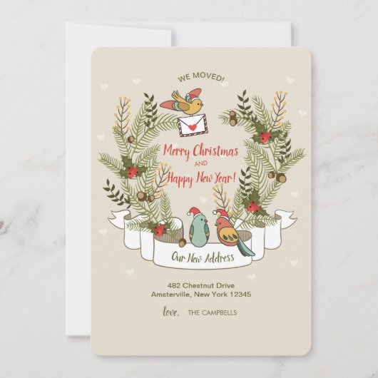 ホリデー・バードの動く発表 招待状 (正面)