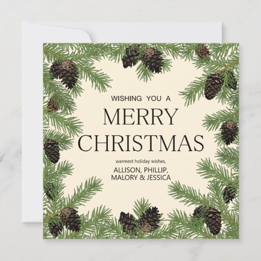 ホリデー パインコーン ガーランド フレーム シーズンカード (正面)