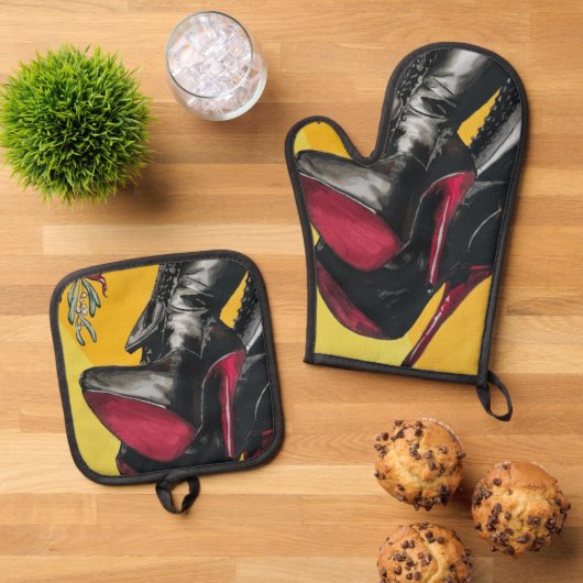 「ホリデー・ヒジンクス、味は酸っぱい絵を描だった 鍋つかみ&鍋敷きセット (トップダウン)