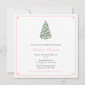 ホリデー ピンク グリーン シャビーズリー ウェディング シャワー 招待状 (正面)