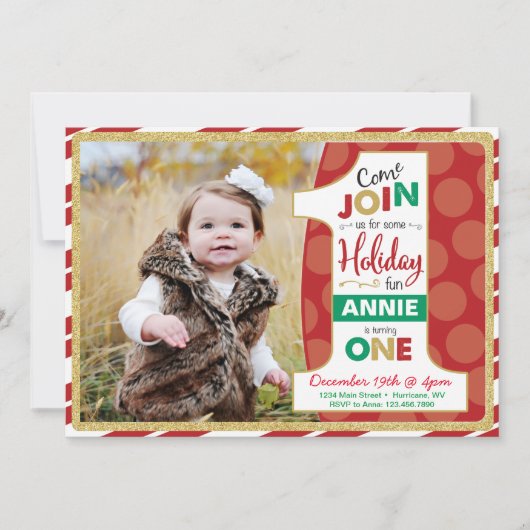 ホリデー ファースト バースデー 招待状, クリスマス 招待状 (正面)