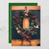 ホリデー フォト カード | クリスマス リースのドア (正面/裏面)