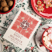 ホリデー フォト モダン ボールド レッド フローラル