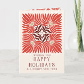 ホリデー フォト モダン ボールド レッド フローラル シーズンカード (正面)