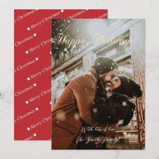 ホリデー フォト 赤 クリスマス おめでとう (正面/裏面)