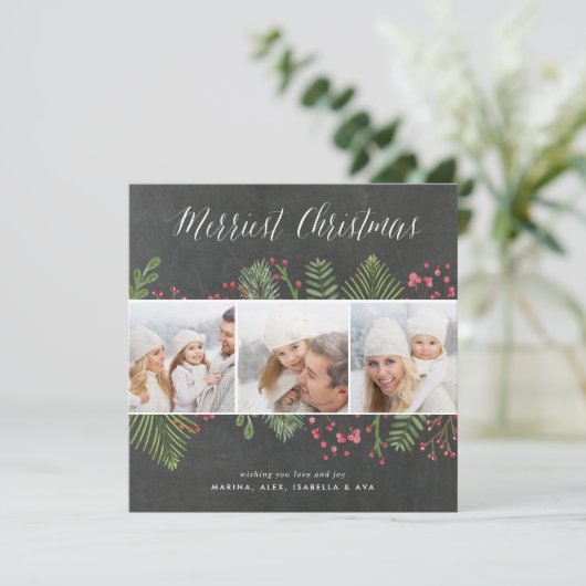 ホリデー フォリア | スクエア フォト コラージュ カード (スタンド正面)