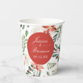 ホリデー フローラル フェスティブ クリスマス ウェディング ペーパー カップ 紙コップ (正面)