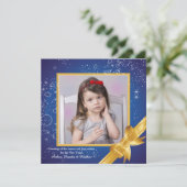 ホリデー ブルー＆ゴールド フォト カード (スタンド正面)