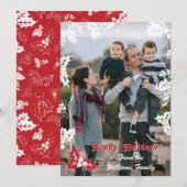 ホリデー ホリー | フラット ホリデー フォト カード (正面/裏面)