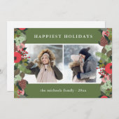 ホリデー ボタニカル グリーン クリスマス ツー フォト (正面/裏面)