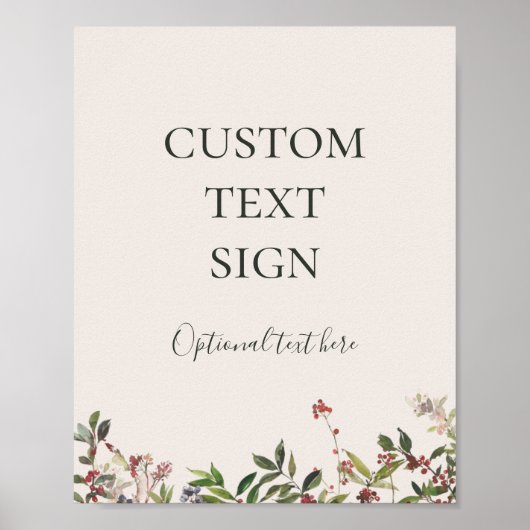 ホリデー ボタニカル シャンパン カードとギフト オーダーメイド ポスター (正面)