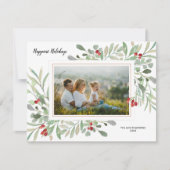 ホリデー ボタニカル 赤い実 家族写真 コラージュ シーズンカード (正面)