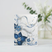 ホリデー ポインセチア ブルー/ホワイト #1 シーズンポストカード (スタンド正面)