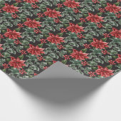 ホリデー ポインセチア ホリーの実と葉 ラッピングペーパー (角)