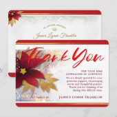 ホリデー ポイントセチア 赤い 哀悼 お礼カード 招待状 (正面/裏面)