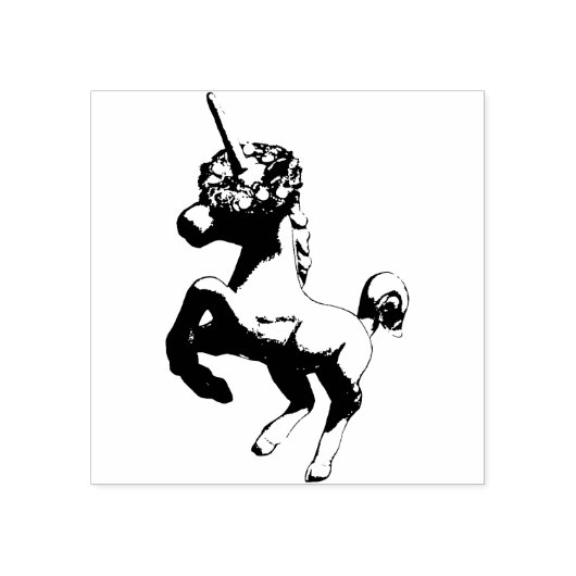 「ホリデー・ユニコーン」クリスマスゴム印離れ印(向き) ラバースタンプ (インプリント)