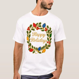 ホリデー+リース+クリスマスライト+ヒイラギ Tシャツ