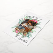 ホリデー リース ゴールド フォイル クリスマス カード (写真付き) (回転した状態)