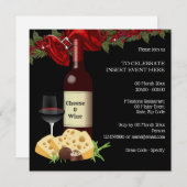 ホリデー ワイン チーズ パーティー 家族 友人 カクテル 招待状 (正面/裏面)