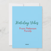 ホリデー ヴィブス 赤いクリスマス 家族名 日付を追加 シーズンカード (裏面)