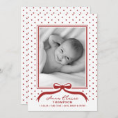 ホリデー 誕生日発表 リボン 水玉 シーズンカード (正面/裏面)