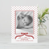 ホリデー 誕生日発表 リボン 水玉 シーズンカード (スタンド正面)