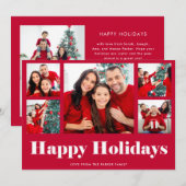 ホリデー | 赤モダン写真グリッド シーズンカード (正面/裏面)