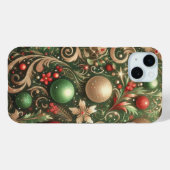 ホリデー 赤 緑 ゴールド シルバー オーナメント Case-Mate iPhoneケース (裏面 (横))
