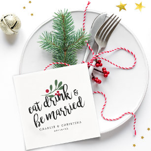 ホリデー 食べて飲んで結婚しよう クリスマスベリー スタンダードカクテルナプキン