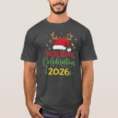 ホリデー 2026 クリスマスのトナカイ サンタ マジック Tシャツ (正面)