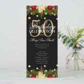 ホリデー 50歳の誕生日パーティープログラム ゴールド メニュー付き 招待状 (スタンド正面)