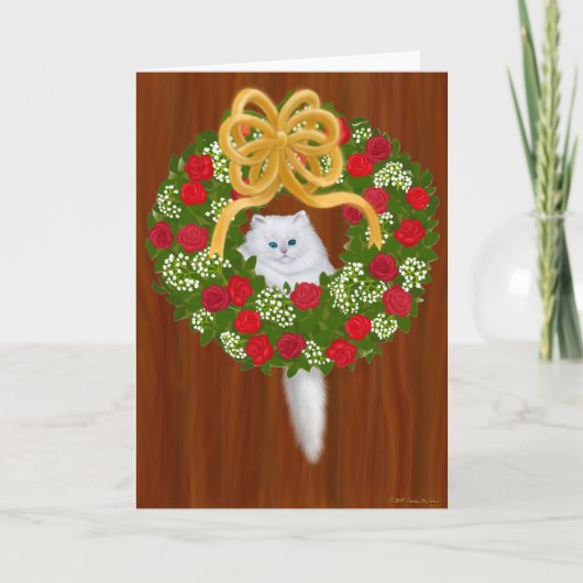 ホリデー wreath 子猫 カード (正面)