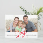 ホリデーJOYフォトモダンシンプル赤いきらめき シーズンカード (スタンド正面)