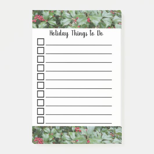 ホリデーTo DoリストHollyの葉果実 ポストイット (正面)