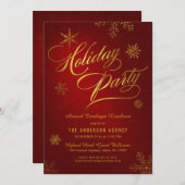 ホリデ企業のーランチオンエレガント金ゴールドスノーフレーク シーズンカード (正面/裏面)