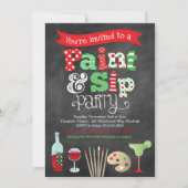 ホリデ絵を描ー·アンド·シップ·ワイン絵画&ズ·招待状 招待状 (正面)