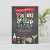 ホリデ絵を描ー·アンド·シップ·ワイン絵画&ズ·招待状 招待状 (スタンド正面)