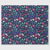 ホリパターン（の模様が）あるーすてきホリデーフローラギフトラップ ラッピングペーパー (フラット)