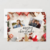 ホリパーソナライズされたデーカード – カスタムクリスマスフォト シーズンポストカード (正面/裏面)