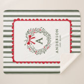 ホリパーソナライズされたー名門私立校風のリースモノグラム&名前 シェルパブランケット (正面(横))