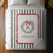 ホリパーソナライズされたー名門私立校風のリースモノグラム&名前 シェルパブランケット