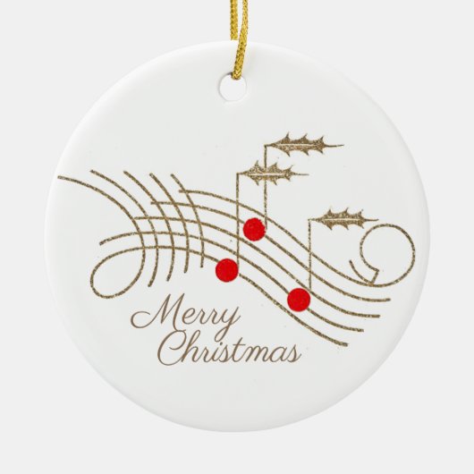 ホリパーソナライズされたー音楽クリスマスオーナメント セラミックオーナメント (正面)